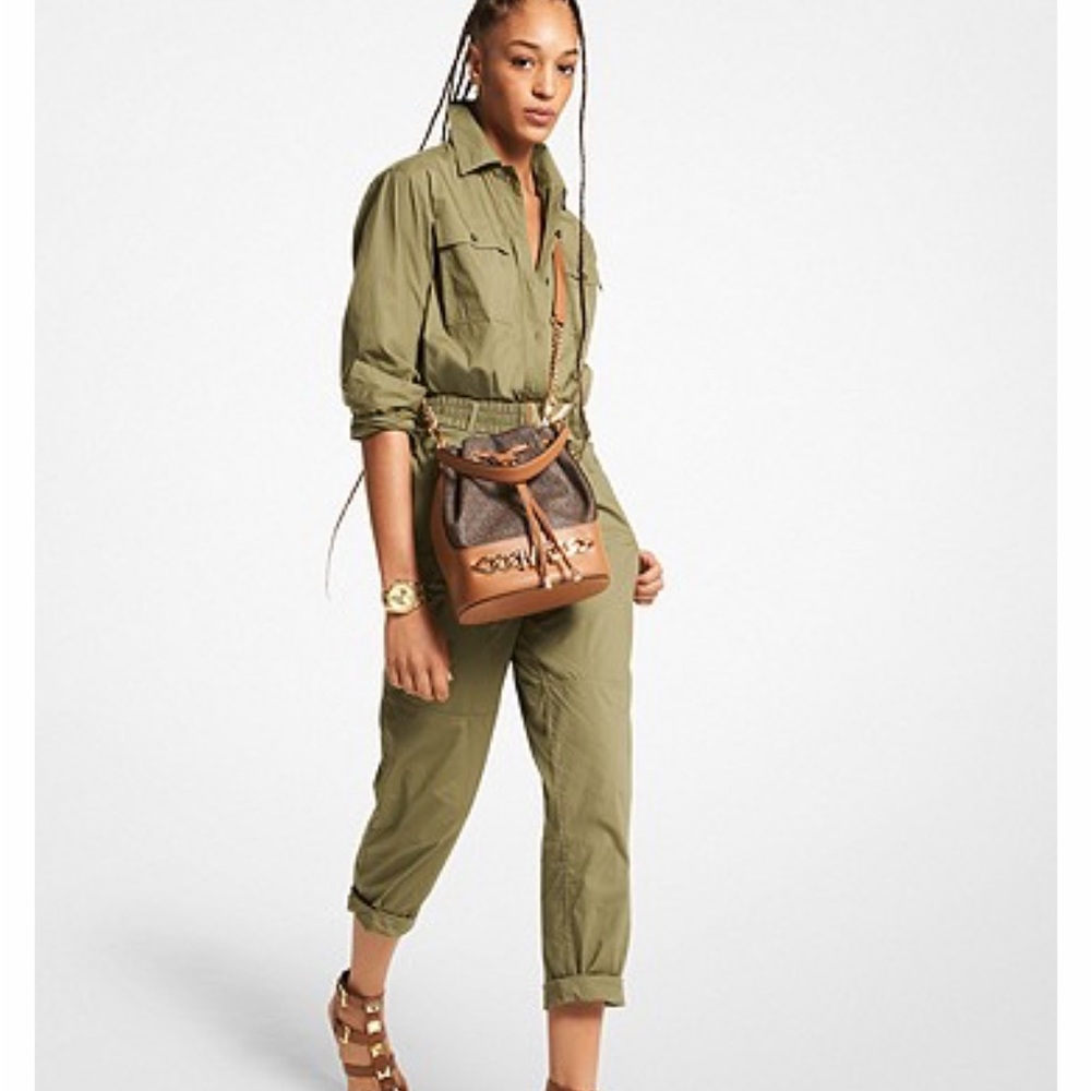 size M Michael Kors olive green jumpsuit